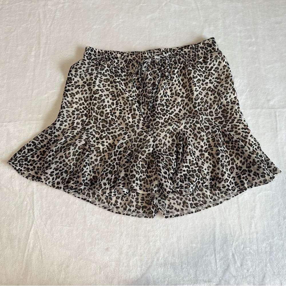 Leopard-Print Elastic-Waist Shorts in Black, Brown, Cream